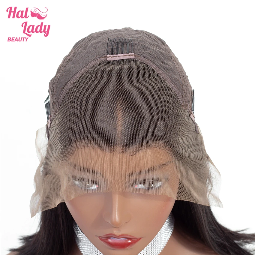 Halo Lady beauty, Короткие парики из натуральных волос на шнуровке, малазийские волосы Remy, прямые парики из парика с тупым вырезом, парик для черных