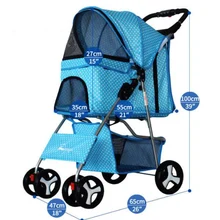 Складная коляска для собак в горошек, переносная тележка для животных