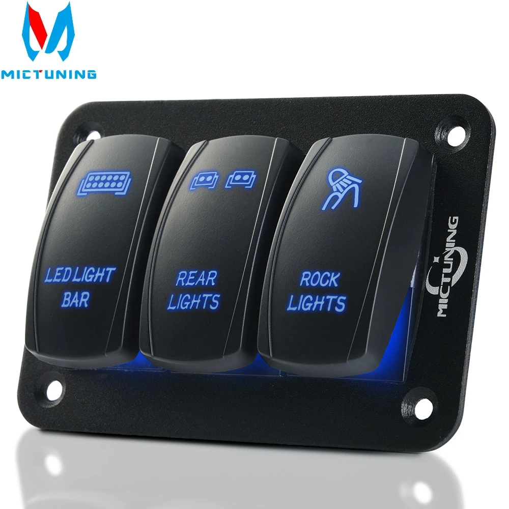 

3 Gang Rocker Switch Panel 5 Pin ON/Off Toggle Switch Control Panel LED Light Wiring Harness 12/24V for Boat Car Marine ATV UTV