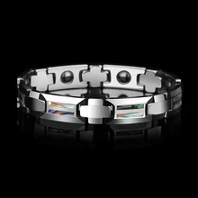 Новое поступление мужской браслет из карбида вольфрама с разноцветными естественные ракушки инкрустацией магнитом здоровья камни 18,5 М/20,5 см длина