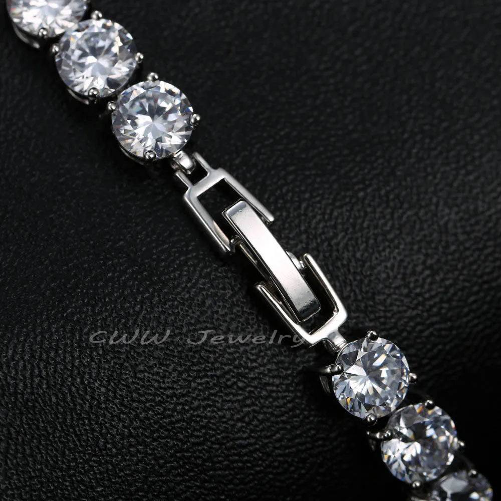 CWWZircons 2019 أحدث تصميم الذهب الأبيض اللون AAA + جولة 0.5 قيراط مكعب زركونيا سوار للتنس مجوهرات للمرأة CB058