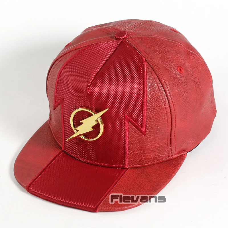 

DC Comics Super Hero The Flash Snapback Hat Mens Hats CapsFashion Adjustable Leather Baseball Cap