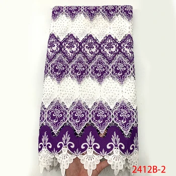 

2019 High Quality African Lace 5 Yards Fabrics 2019 Nigerian Purple African Lace Fabric QF2412B-2
