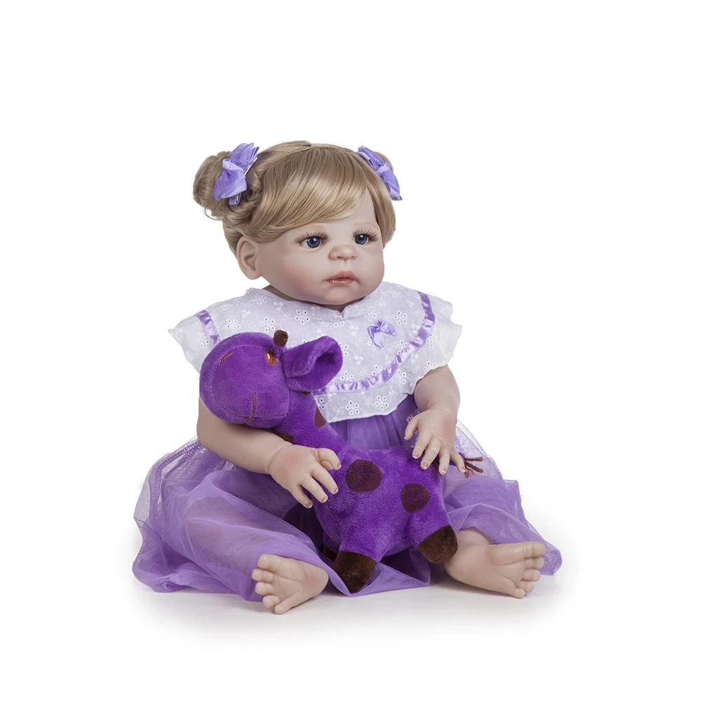 

55cm Lovely Alive Doll Reborn Girl Toy Full Body Silicone Golden Hair Reborn Baby Doll Realistic Princess For Kid Playmate