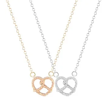 QIMING Boho Chic Love Heart Necklace Gold Silver Plated Simple Sweet Pendant Necklaces for Women Valentine Gift Wedding Jewelry
