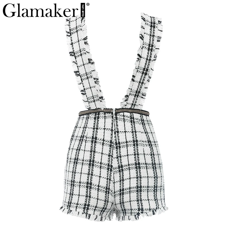 Glamaker, твидовая юбка-шорты с бахромой на ремешке, юбка с высокой талией, новинка, мини-юбка, женские сексуальные вечерние юбки на лямках для клуба