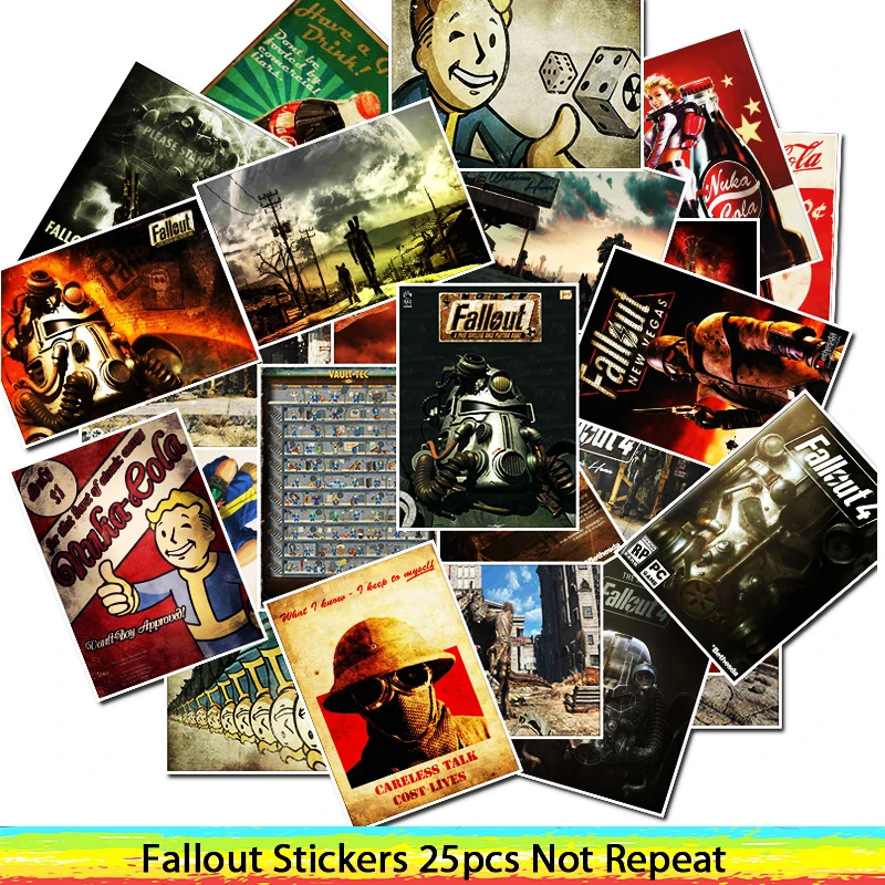 

25pcs Game Fallout stickers For Luggage Laptop Art Painting DIY Poster Stickers waterproof skateboard toy