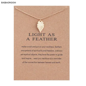 Fashion Jewelry New Gold Plated Leaf Light As A Feather Alloy Pendant Short Necklace