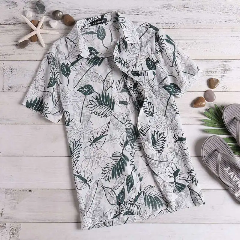 Новинка, гавайская тропическая Мужская рубашка, топ, платье, короткий рукав, с отворотом, свободная посадка, летняя футболка, одежда, Camisa Hombre, пляжные рубашки, большие, 5XL