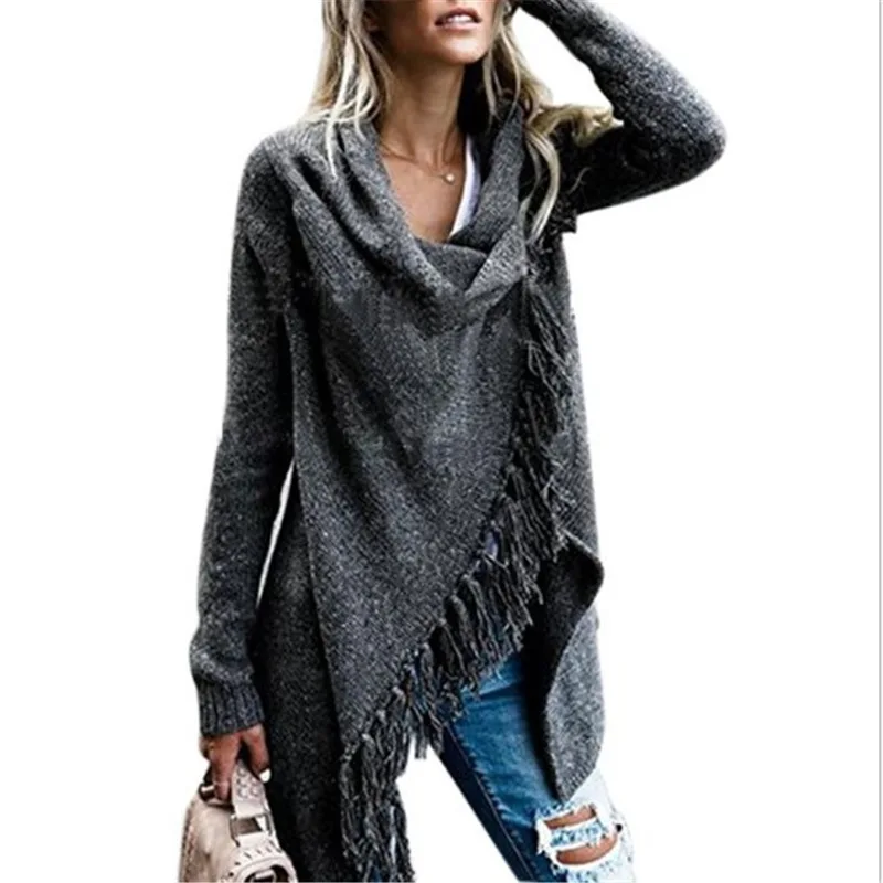 2018 Bohemian Winter Sweater Oversize Tassel Cardigan Long Sleeve Multicolor Casual Sweaters Loose Knitting Robes