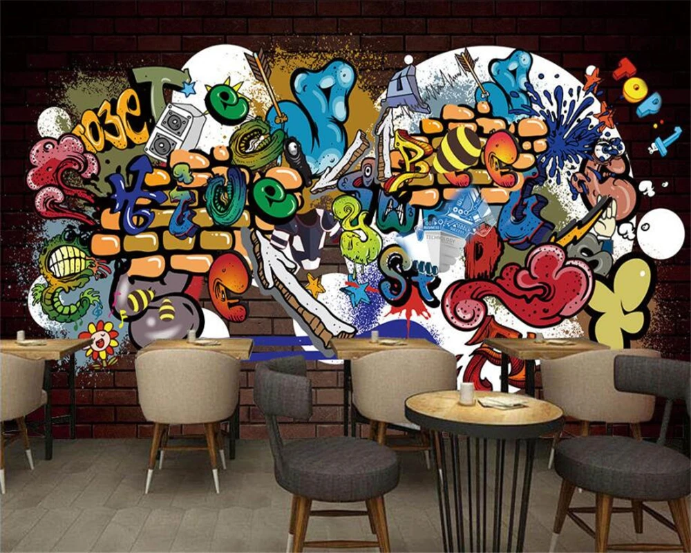 Beibehang Kustom Wallpaper Gaya Eropa Keren Graffiti Dekoratif Latar