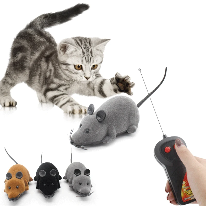 

@HE Pet Funny Playing ABS Wireless RC Electric Remote Control Flocking Mouse Smart Teasing Toy Children Birthday Gift Kids Toys