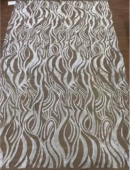 

White wedding dress fabric wave line embroidery French mesh tulle ZLL-51213 African Nigerian lace fabric