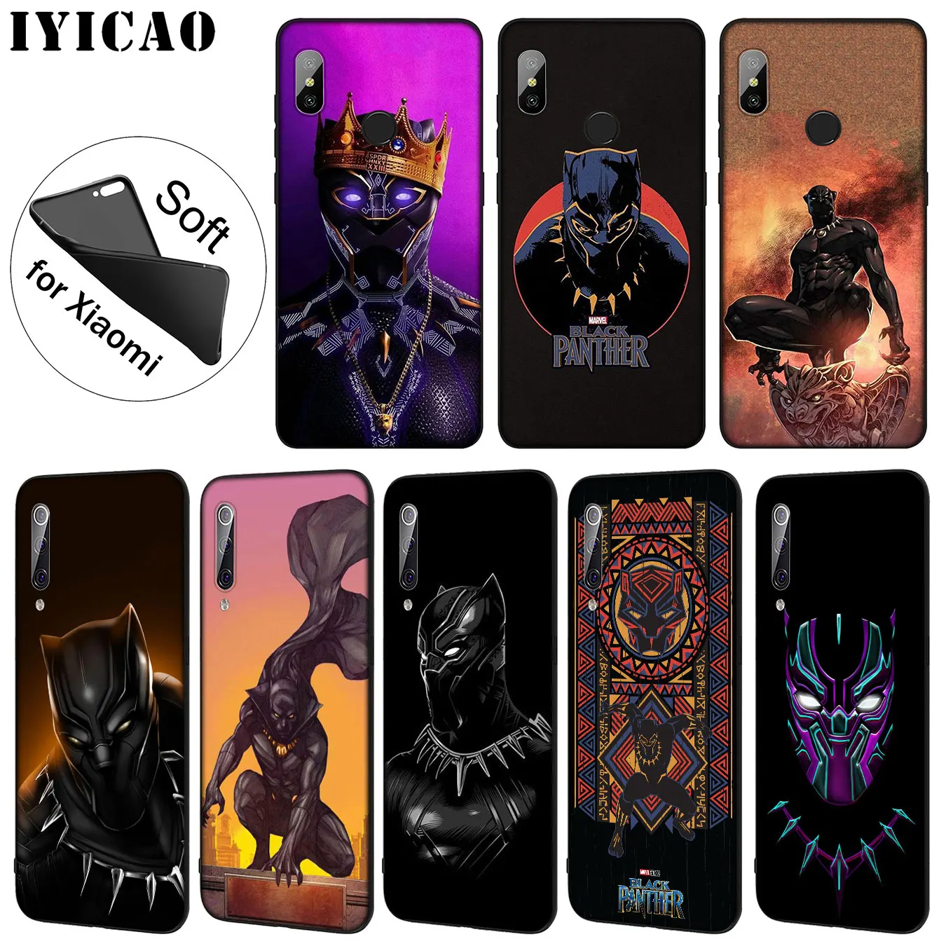 IYICAO Avengers Marvel The Black Panther Soft Phone Case for Xiaomi Mi 10 9 9T CC9 CC9E 8 SE A3 Pro A1 A2 Lite 6 pocophone f1 |