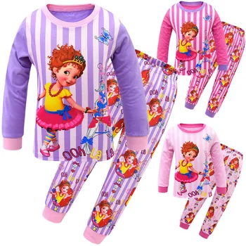 

Spring Autumn Kids Girl Pajamas PJS Sets For Girls Long Sleeve Lovely fancy nancy Sleepwear pyjamas Children Nightwear Home Wear