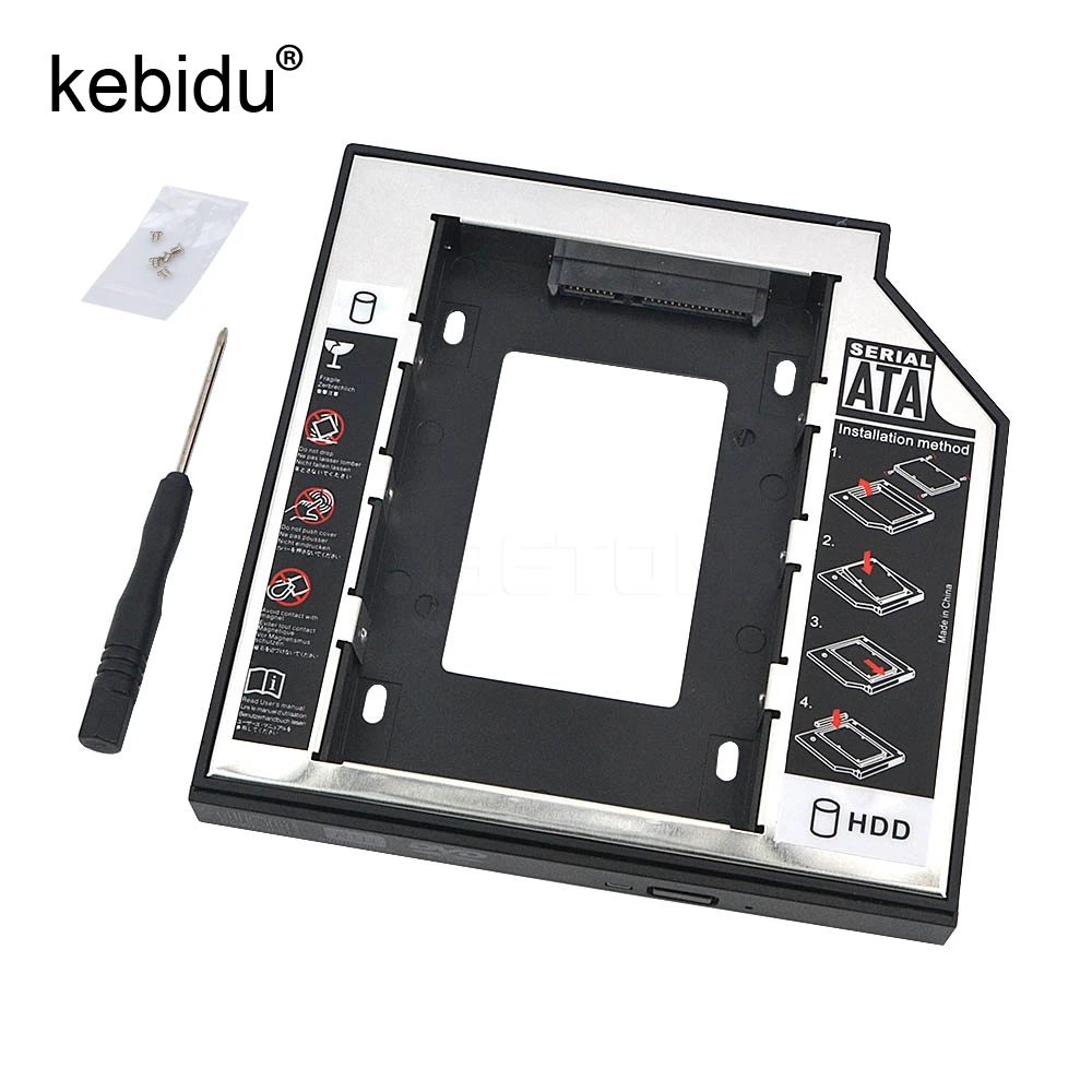 

Universal 2.5" Aluminum SATA Second 2nd Plastic SSD HDD HD Hard Disk Driver Caddy 12.7mm External Case Optical Bay for Laptop