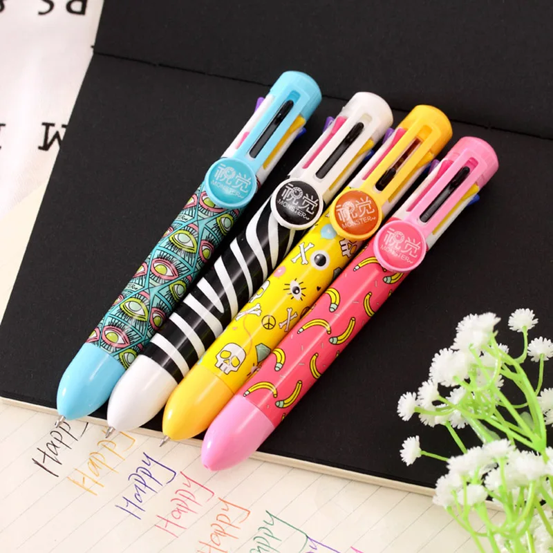 2018 Cartoon Cute Kawaii 8 in 1 Color Ballpoint Pen Ball for School Stationery Student Office Supplies | Канцтовары для офиса и