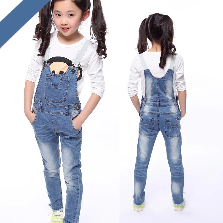 Little girl denim overall spring autumn clothing children clothes 100cm