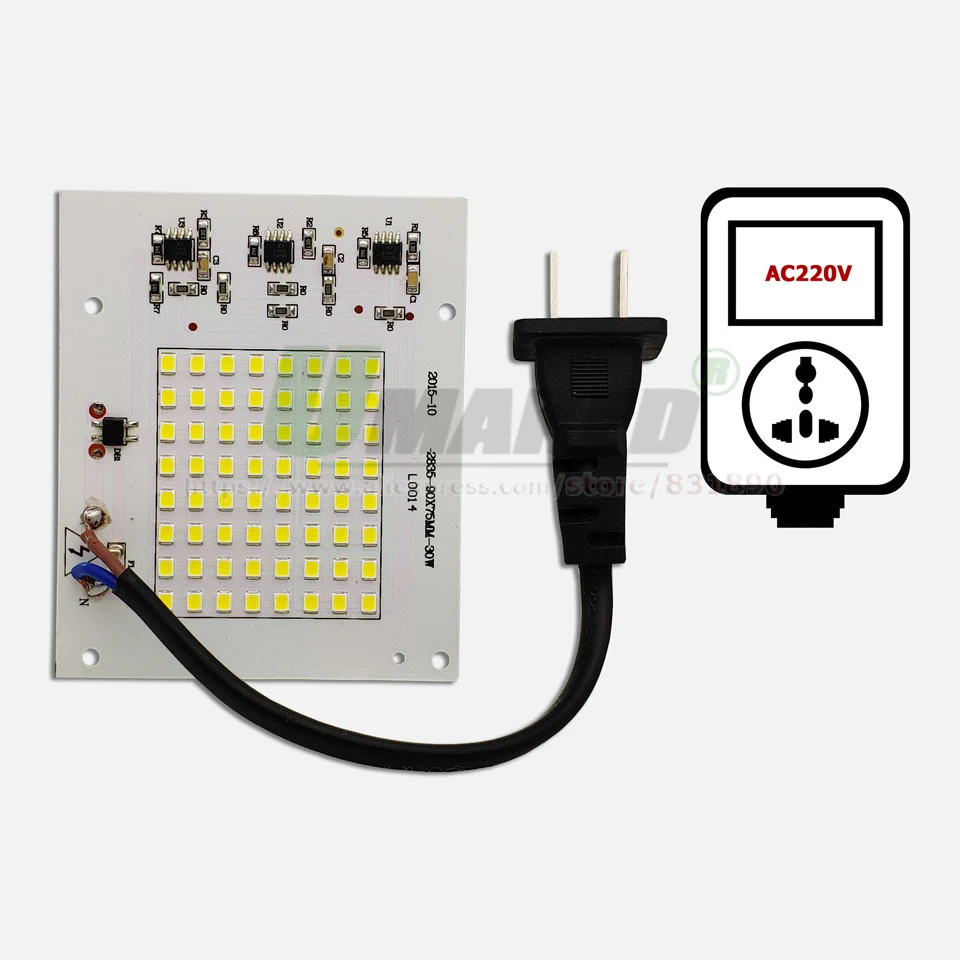 AC220V светодиодный модуль 100 Вт 130x110 мм лм прожектор PCB алюминиевая пластина белый/теплый SMD2835 Смарт IC драйвер для прожектора лампы