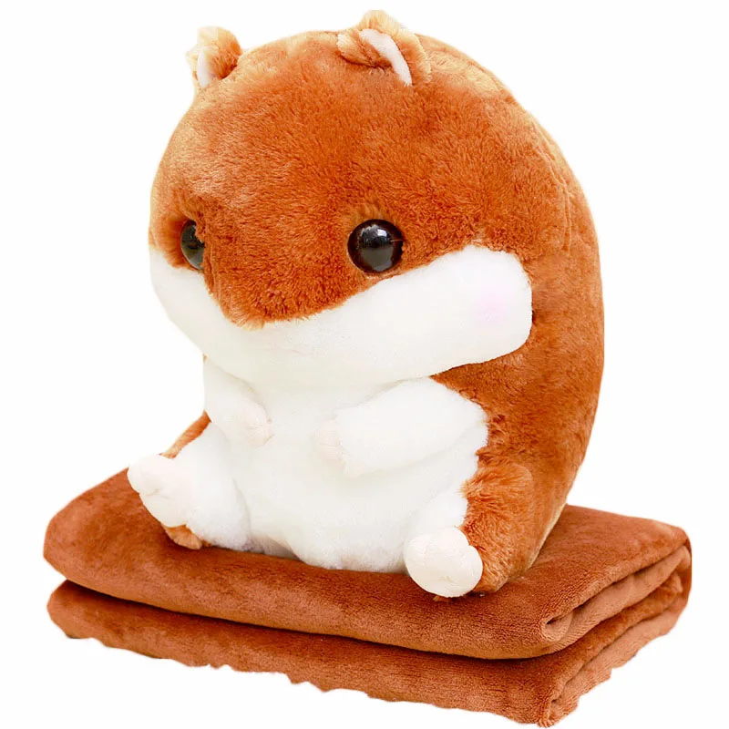 

NEW 40cm Children's plush soft Hamster toy pillow+soft Blanket stuffed pillow cute animal car cushion kids sleeping toy