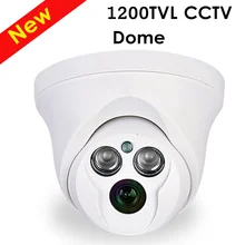 freeshipping 1200TVL CCTV Camera analog Indoor Chamber 1/3 CCD 2pcs Leds Dome Camera CCTV System