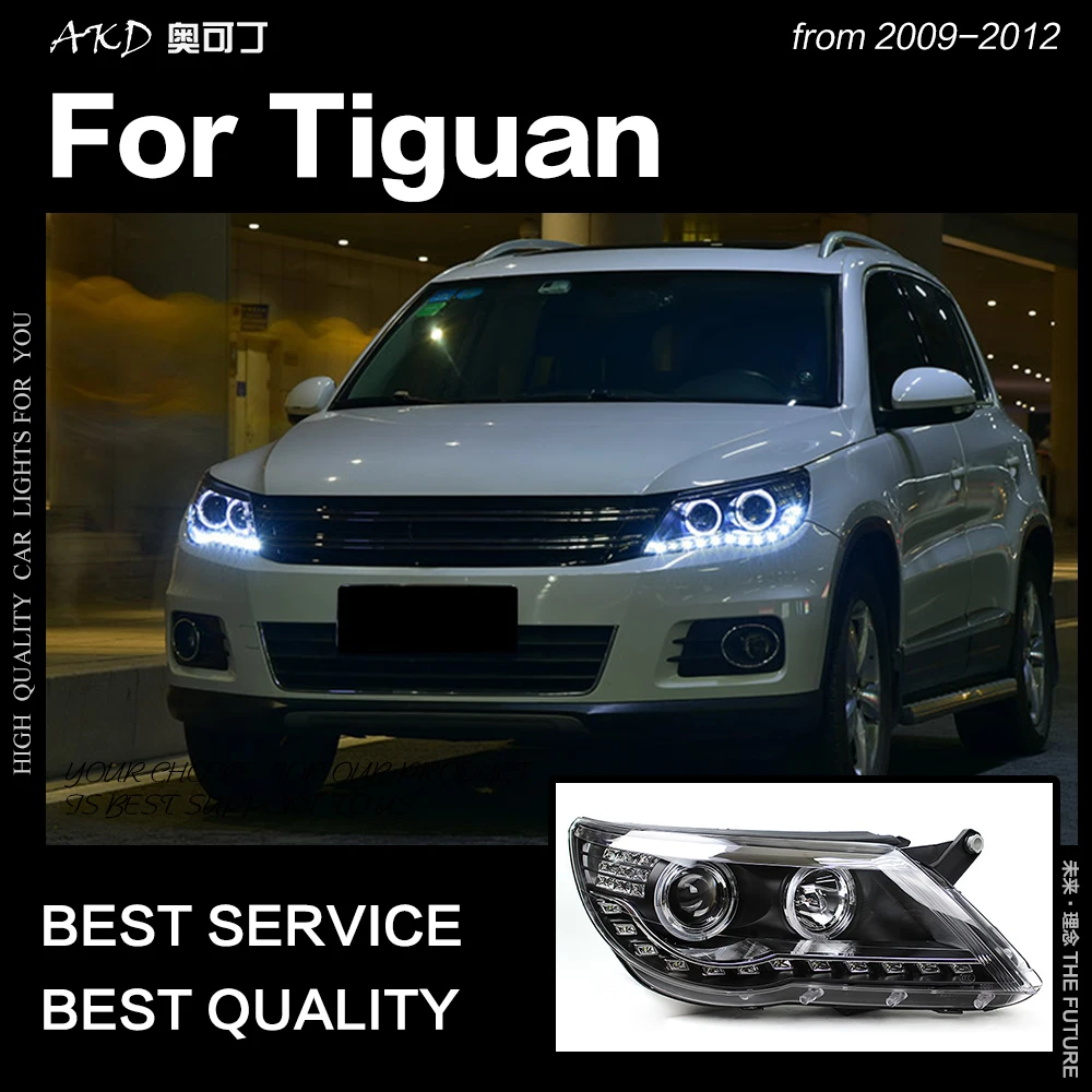 AKD автомобильный Стайлинг Головной фонарь для Tiguan фары 2009-2012 Tiguan светодиодный фонарь светодиодный DRL Ангел глаз Hid биксенон авто аксессуары