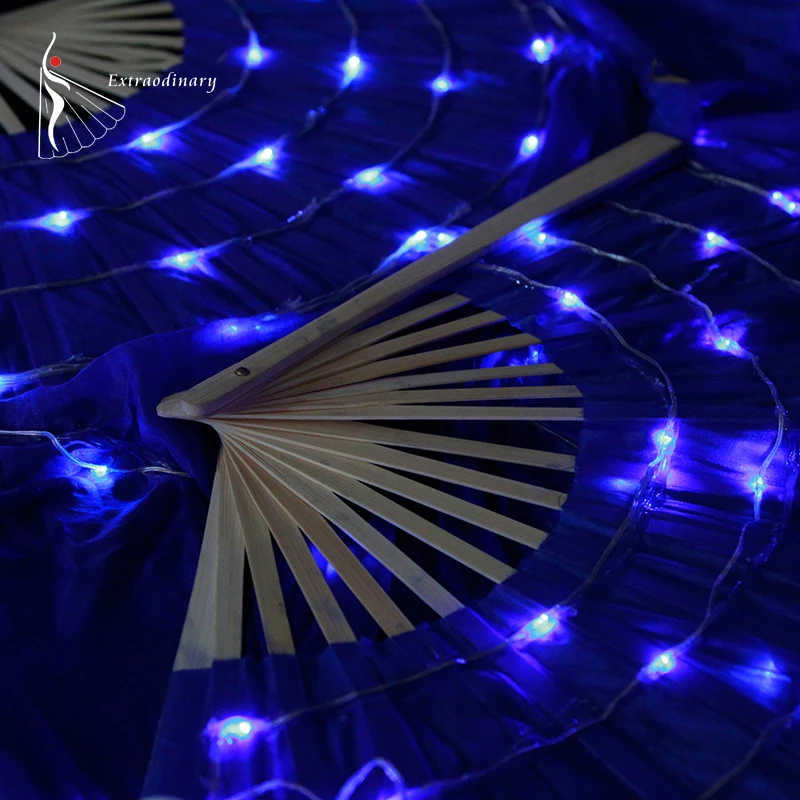 New Women Belly Dance LED Fans Performance Level Hand Prop Light up