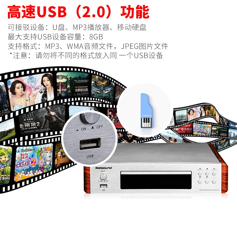 Nobsound DV-525 Высокое качество DVD/CD/USB плеер выходной сигнал коаксиальный/Оптика/RCA/HDMI/S-Video розетки 110-240 В/50 Гц
