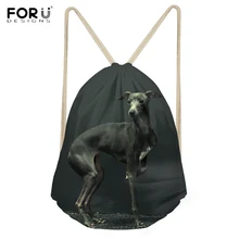 FORUDESIGNS/3D животного левретка печатных Для женщин Для мужчин завязки сумки Повседневное путешествия пляжные сумки мешок Softback рюкзаки