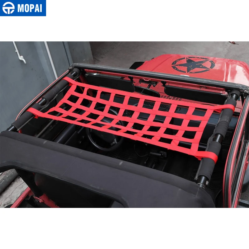 MOPAI Черный, Красный Автомобильный гамак на крышу для хранения кровати, покрытие для сети для Jeep Wrangler TJ JK JL 1997- автомобильные аксессуары