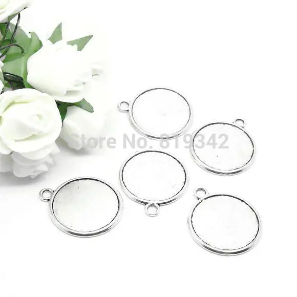 

Free Shipping 20pcs/lot 28x25mm Antique Silver Round Double-Side Picture Frame Pendants (Fit 22mm) Jewelry Findings J0283