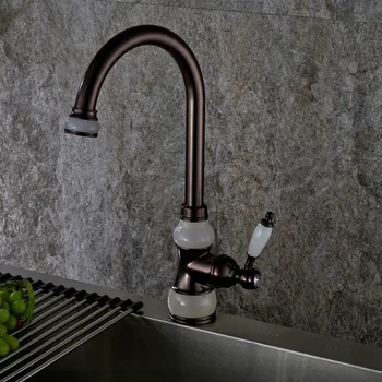 

European golden natural jade sink basin faucet full copper hot and cold single hole rotating kitchen sink faucet LU41219