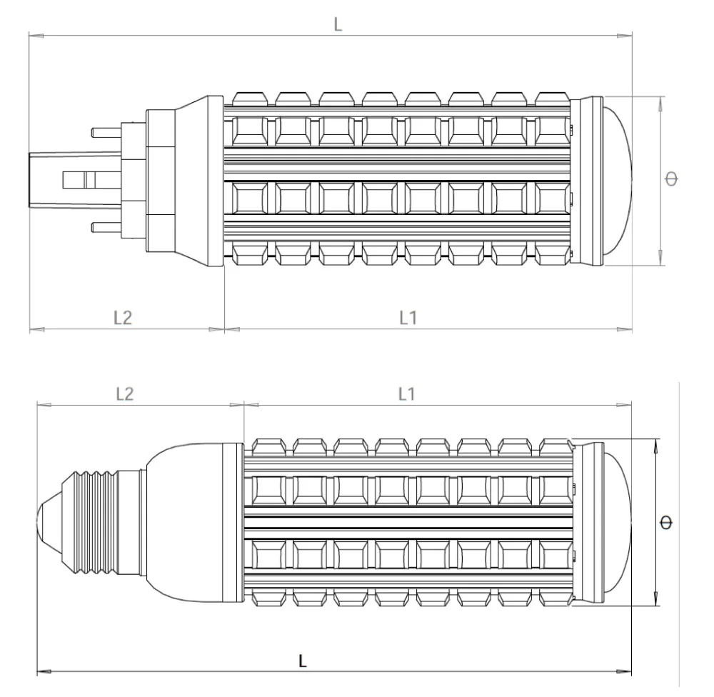 LED PL corn lamp size