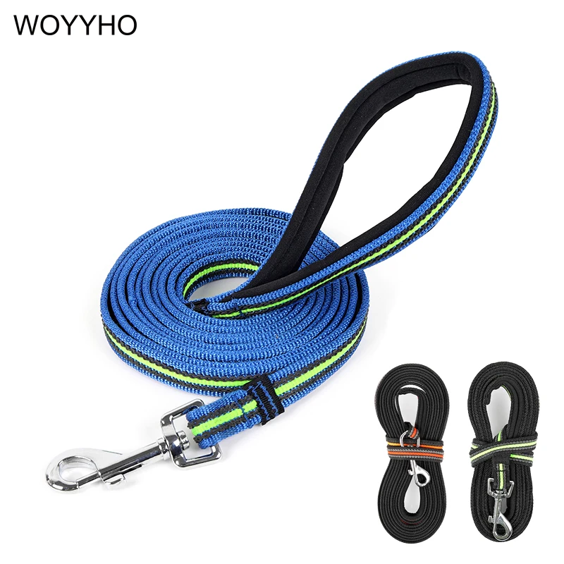

3M/5M/10M Nylon Long Dogs Leash Anti-skid Outdoor Tracking Training Pet Lead Belt Soft Padded Handle Dog Leashes