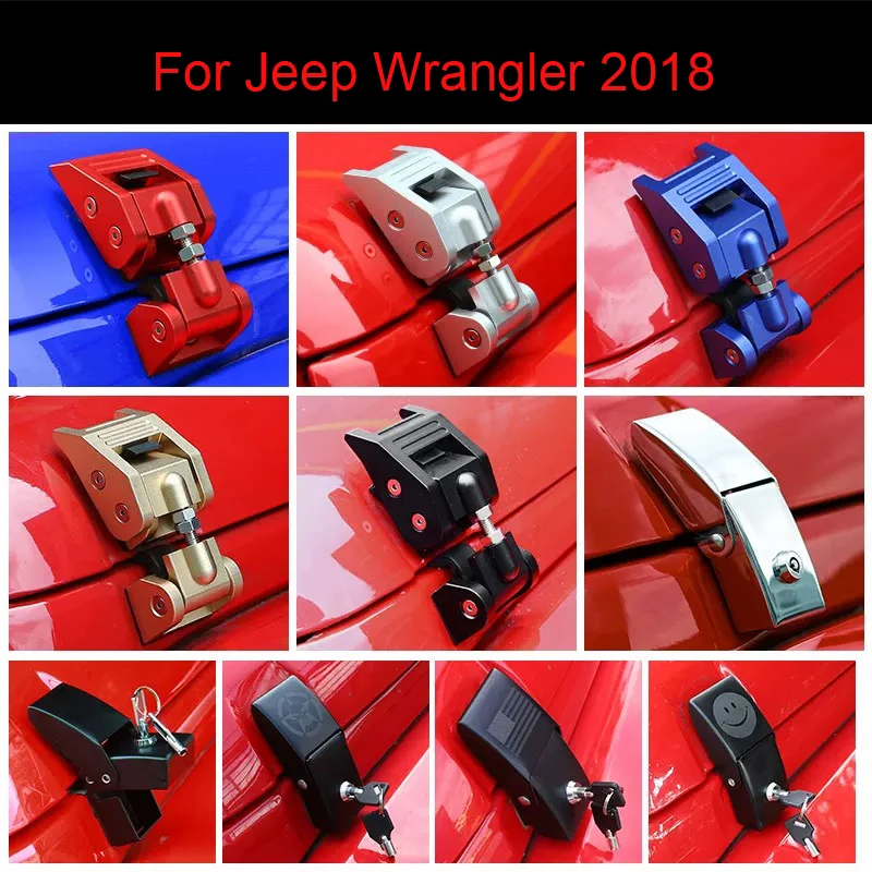 ل جيب رانجلر JL 2018 سيارة الخارجي حماية قفل هود مزلاج اقبض الديكور سيارة معدنية التصميم اكسسوارات السيارات