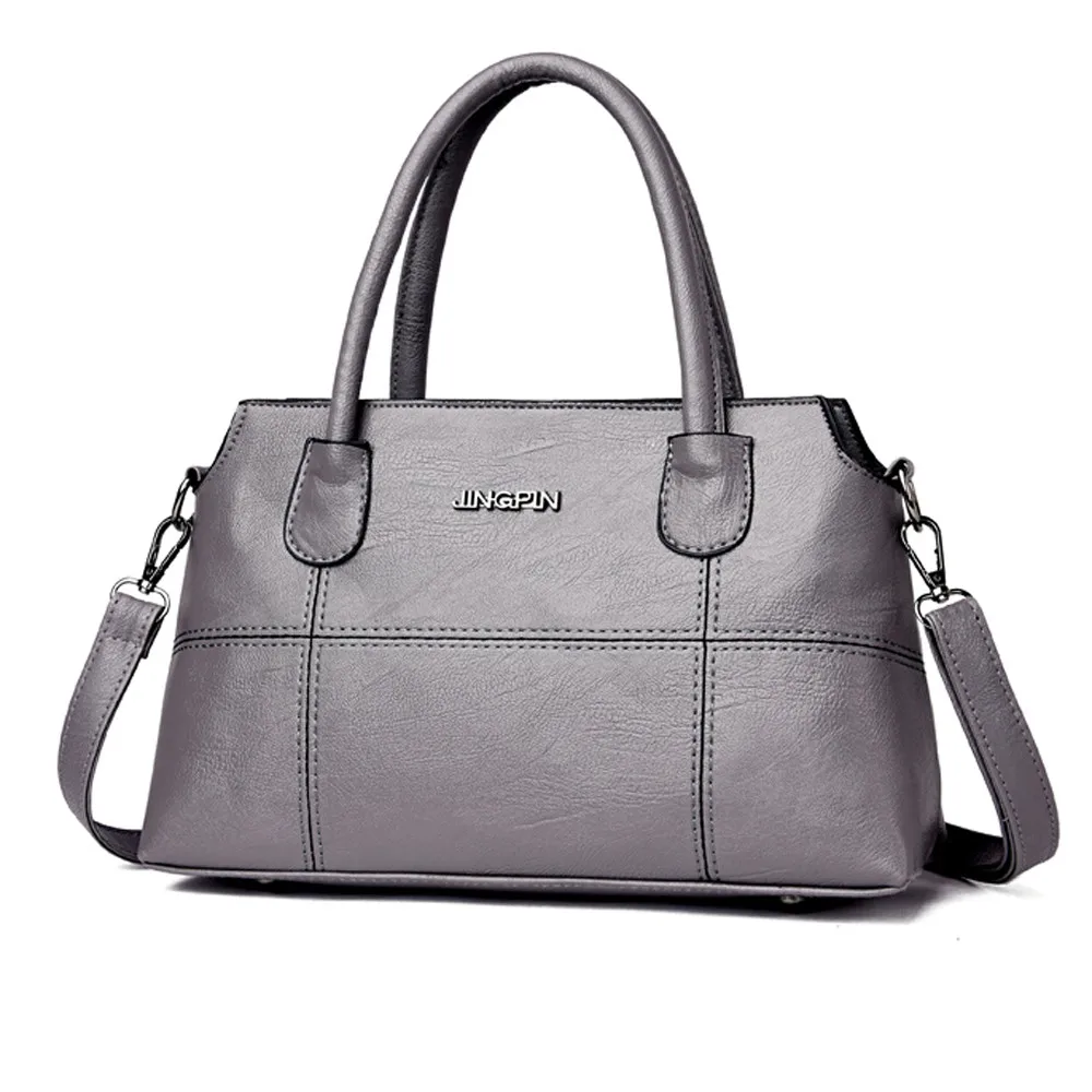Модная женская кожаная Лоскутная сумка-мессенджер на молнии, сумка через плечо, сумка через плечо, сумка-тоут# ZS - Цвет: Серый