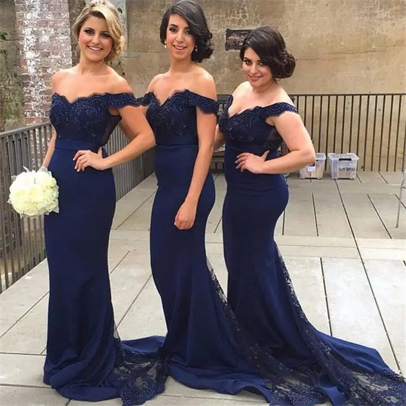 Sparkly Navy Blue Bridesmaid Dresses Off The Shoulder Lique Lace Sparkly Navy Blue Bridesmaid Dresses Off The Shoulder Lique Lace Maid Of Honor Gowns For Wedding Mermaid Party In From