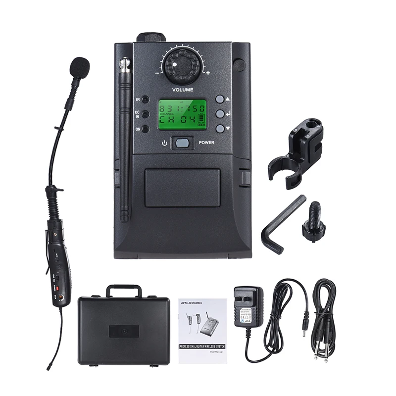 Portable UHF Instrument Wireless Microphone System