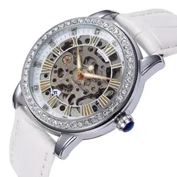 2018 Новый Для женщин Скелет Самовзводные часы Для женщин платье часы горный хрусталь механические часы для девочек подарок Relogio Feminino