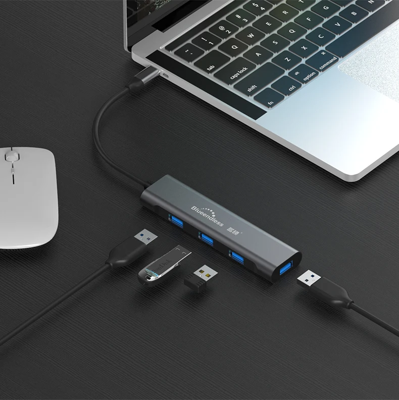 Blueendless usb c концентратор USB3.1 type c до 4 портов USB3.0 высокоскоростной usb поддержка 5 Гбит/с для MacBook pro type c концентратор