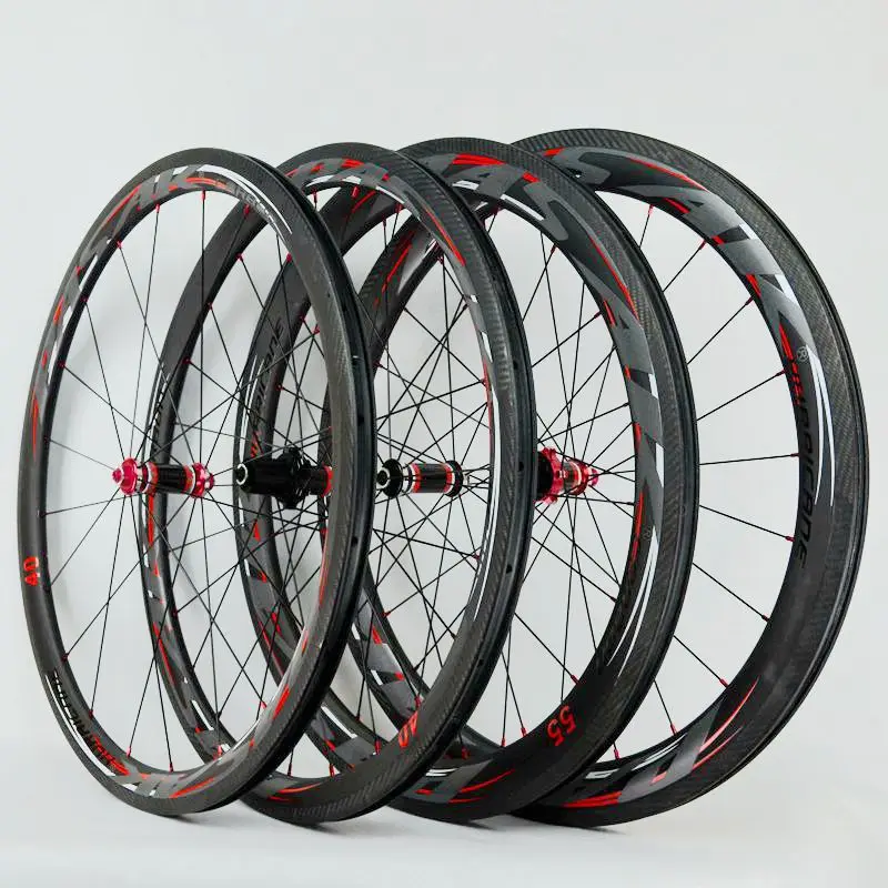 Excellent 2018 PASAK Carbon fiber road bike bicycle full carbon wheels C/V brake 40/55 rim wheelset clincher wheel 2