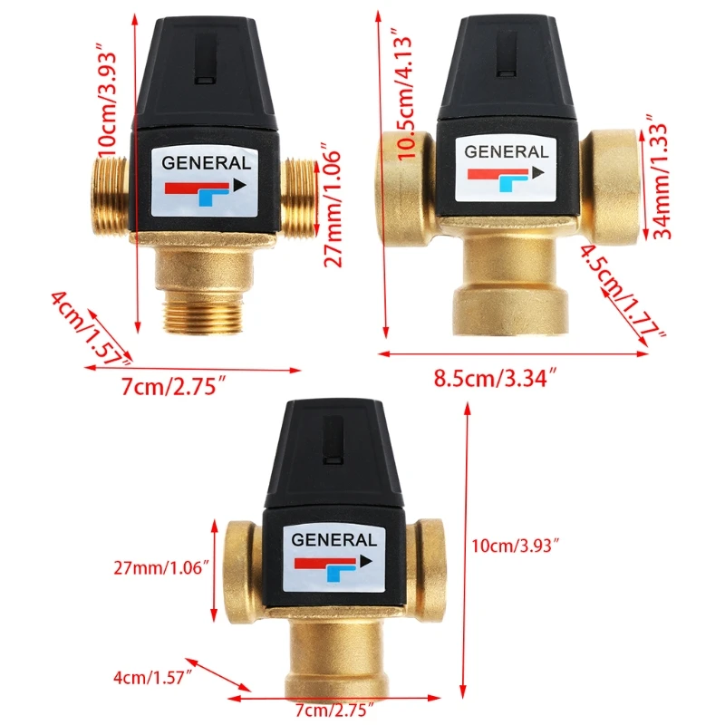 1 шт. 3 способ латунь DN20/DN25 Мужской Женский резьба воды термостатический смесительный клапан 3/" 1"