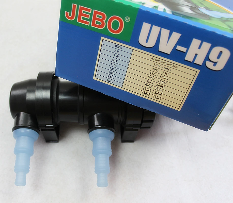 JEBO 9 Вт УФ стерилизатор лампа светильник Ультрафиолетовый фильтр осветлитель воды очиститель для Коралловый кои Средний аквариум для рыбок, ультрафиолетовая лампа для аквариума 220V