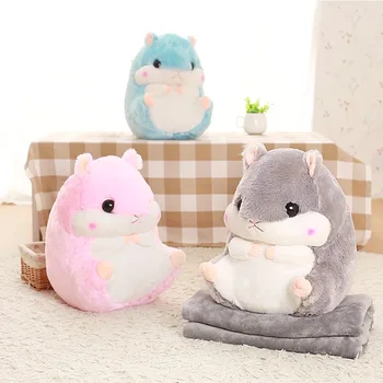 

candice guo! super cute plush toy classic style fat hamster cushion folded air-conditioning blanket nap pillow birthday gift 1pc