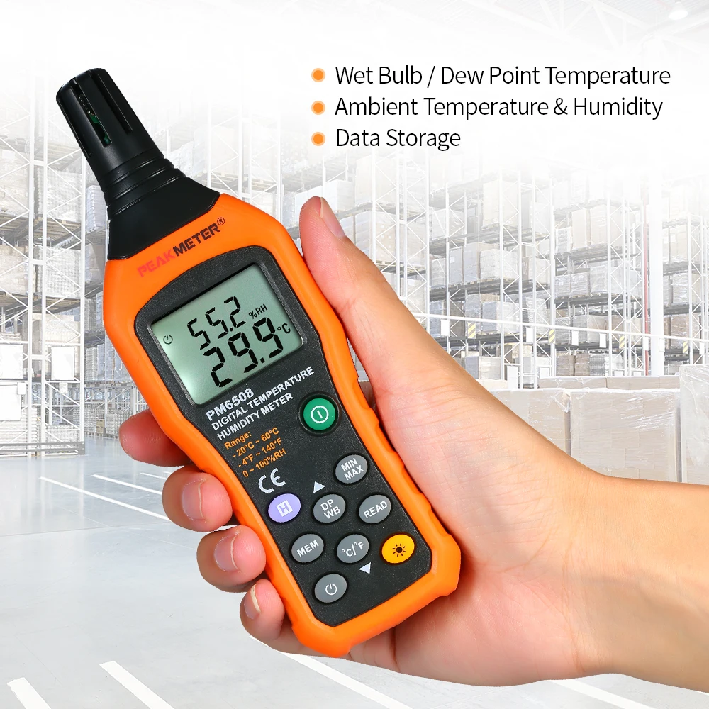 

Digital Thermometer Hygrometer PM6508 Weather Station Psychrometer Wet Bulb Dew Point Mini LCD High Precision Temperature Meter
