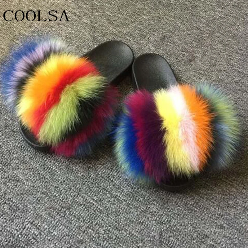 Сандалии COOLSA женские с открытым носком теплые меховые шлепанцы мягкая домашняя