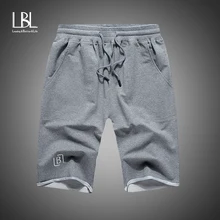 Мужские хлопковые шорты летние новые свободные мужские тренажерные залы фитнес до колена спортивные штаны мужские короткие штаны для бега и тренировок облегающие Брендовые брюки