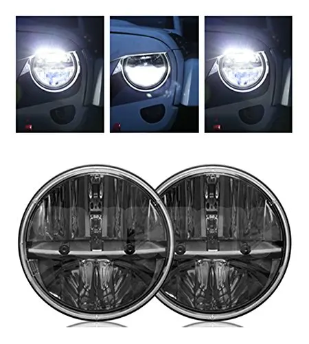 Inch Round LED Headlights High Low Beam for Jeep Wrangler CJ JK TJ 1997-2017 Motorcycle Offroad Vehicles - Pair