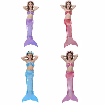 

3PCS/Set The Little Mermaid Tail Costume Princess Ariel Children Mermaid Tail Cosplay Kids For Girl Fancy Swimsuit C050
