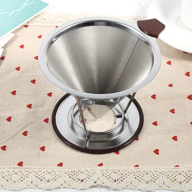 Special Offers Portable Mesh Tea Coffee Cone Filter Holder Infuse Stainless Steel Tea Coffee Filter Baskets Dripper Reusable Funnel Filter Cup 